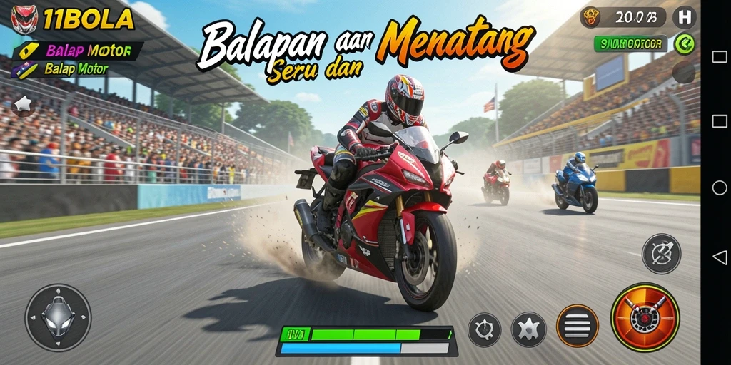 Antarmuka seru saat balapan motor di 11BOLA.