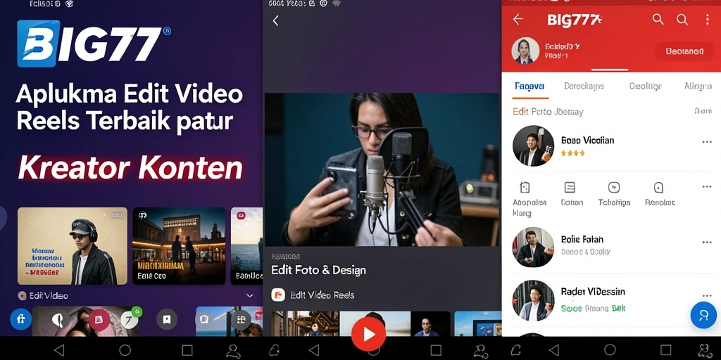 Screenshot antarmuka BIG77 dengan fungsi Edit Video Reels yang lengkap.