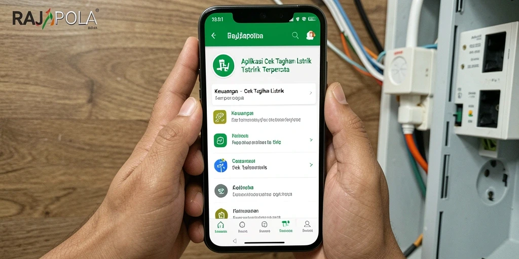 Antarmuka RAJAPOLA menampilkan fitur cek tagihan listrik yang sederhana dan efektif.