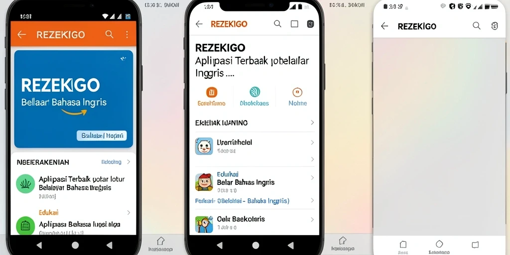 Tampilan antarmuka REZEKIGO untuk belajar Bahasa Inggris yang interaktif.